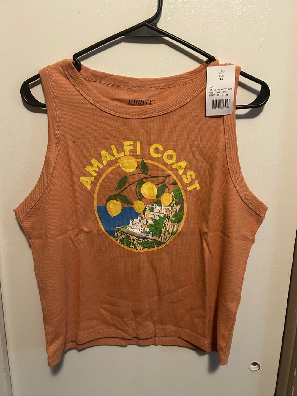 Mighty Amalfi Coast Graphic Tank Top - Orange with Yellow